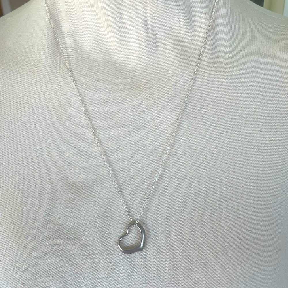 Open Heart Pendant Necklace Sterling Silver Chain NNT - Picture 1 of 4